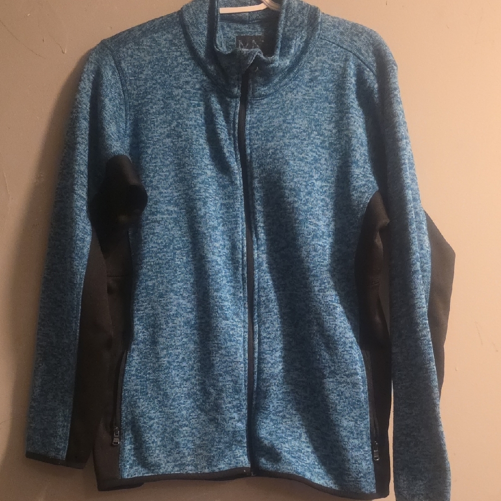 Marc New York Blue Heather Utility Jacket with Black Side Panels